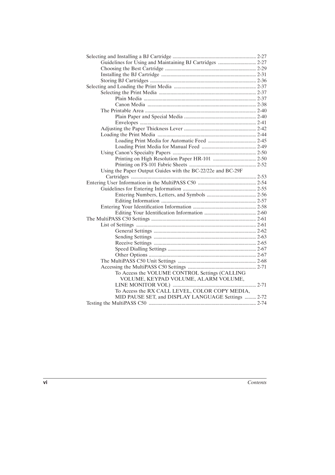 Canon MultiPASSTM C50 manual Contents 