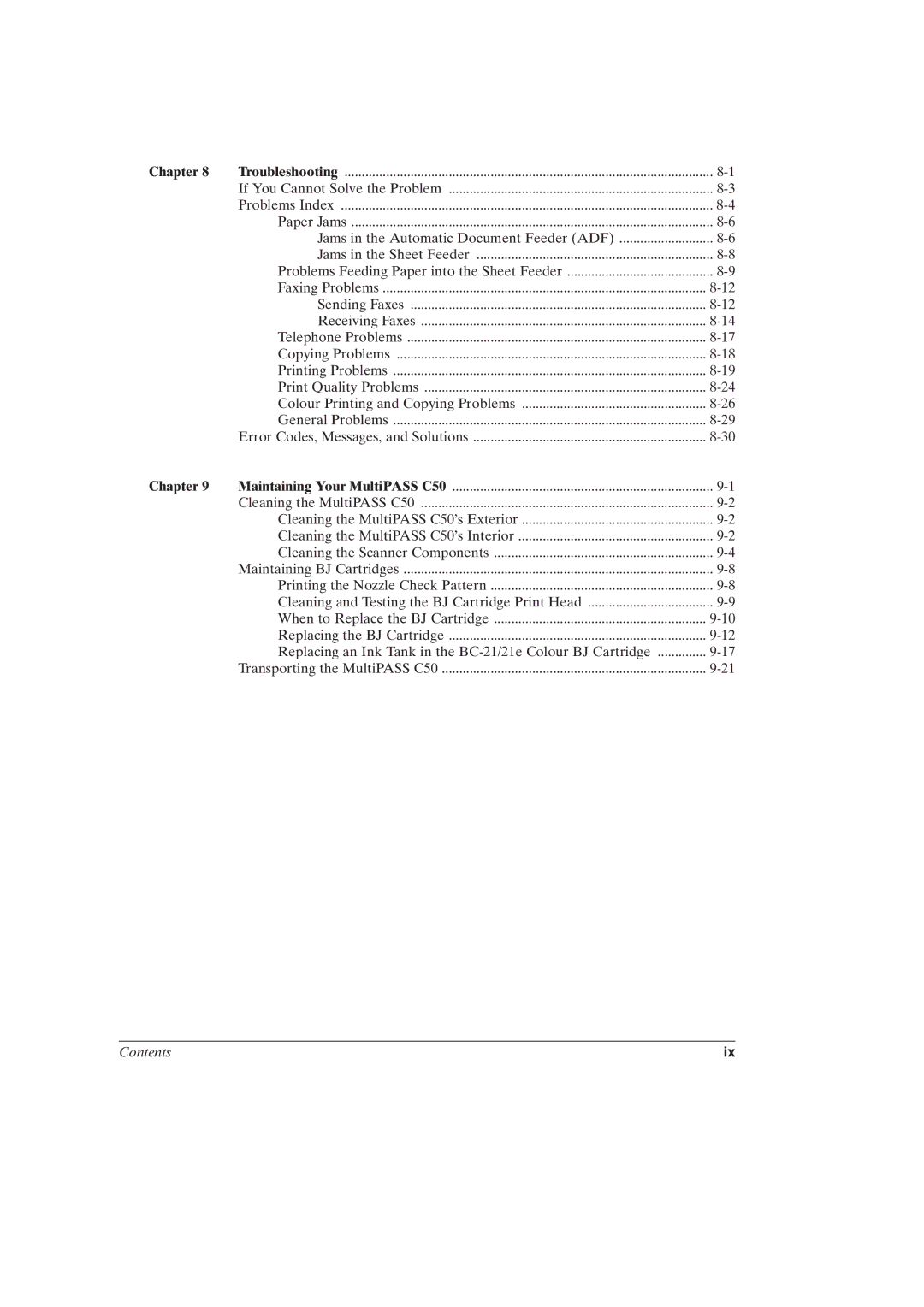 Canon MultiPASSTM C50 manual Troubleshooting 