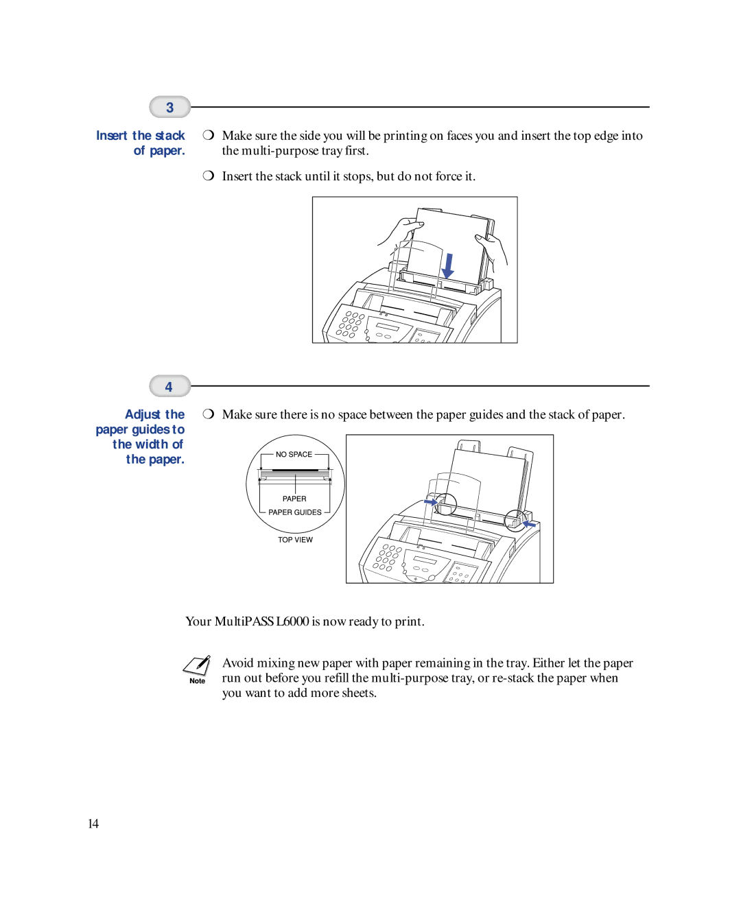 Canon MultiPASSTM L6000 manual Width of the paper 