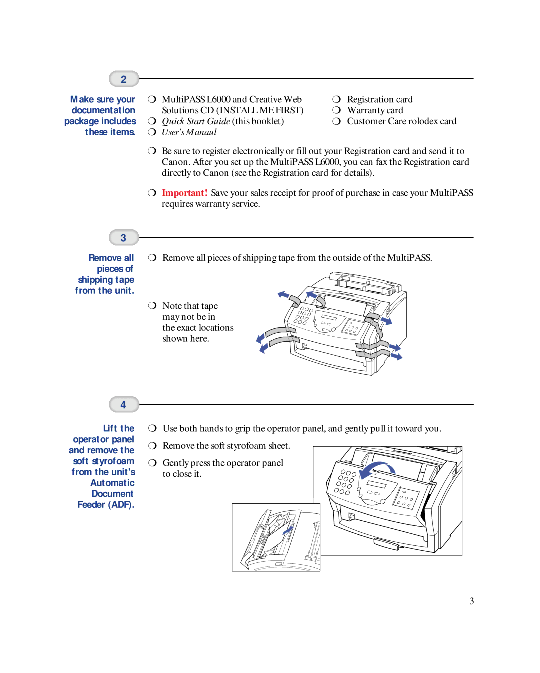 Canon MultiPASSTM L6000 manual Automatic, Users Manaul 