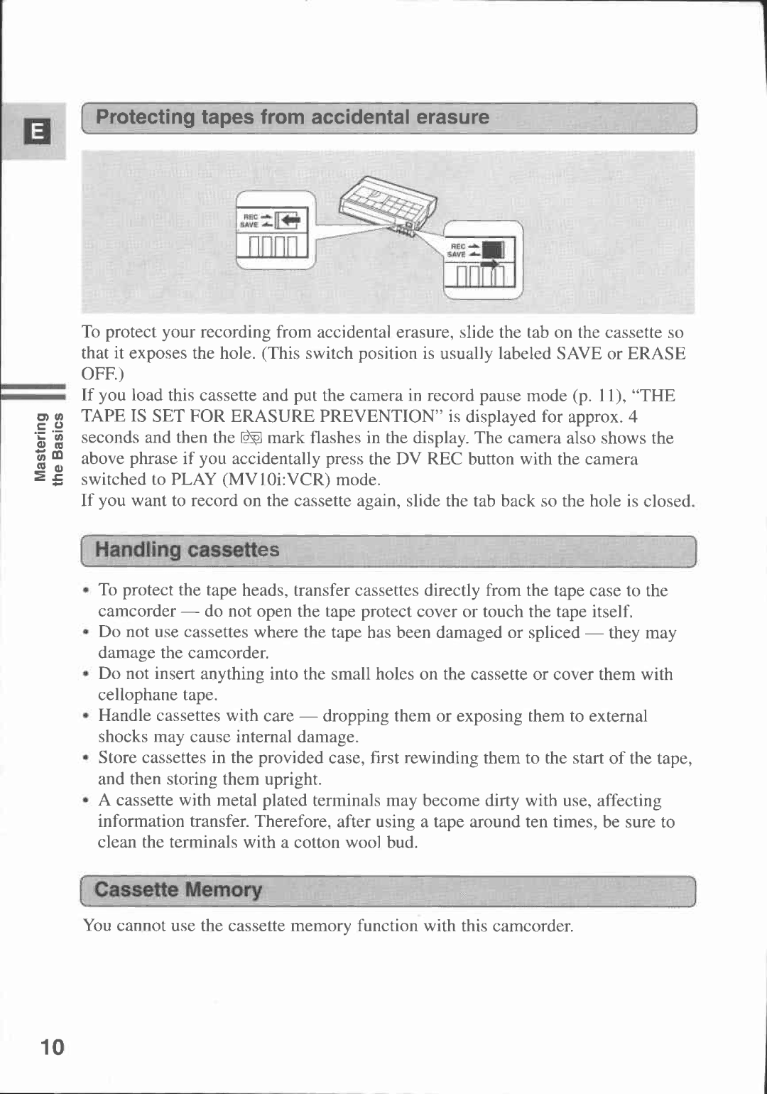 Canon MV 10, MV10I manual 