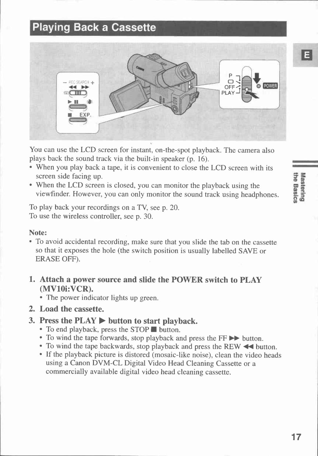 Canon MV10I, MV 10 manual 