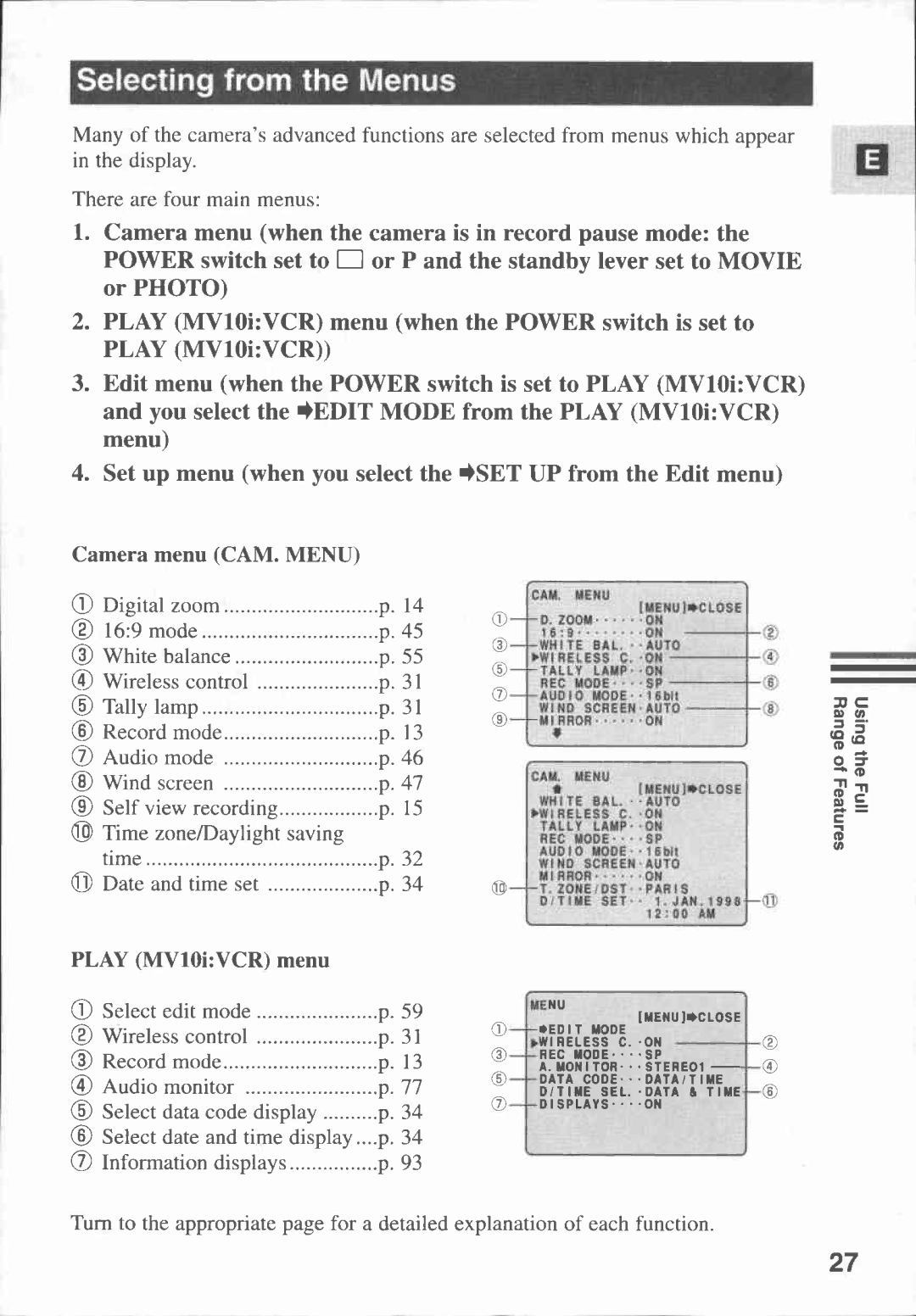 Canon MV10I, MV 10 manual 