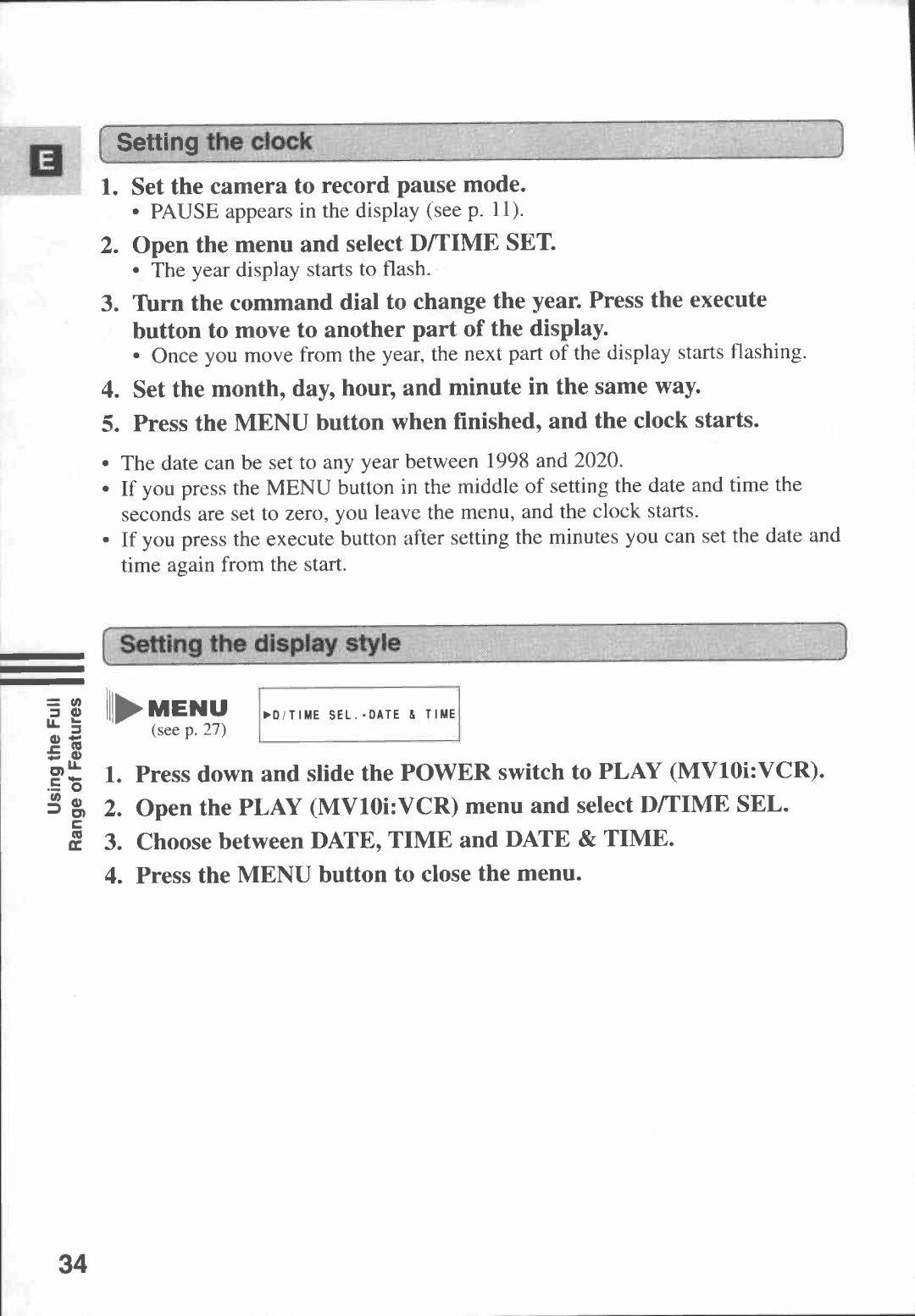 Canon MV 10, MV10I manual 