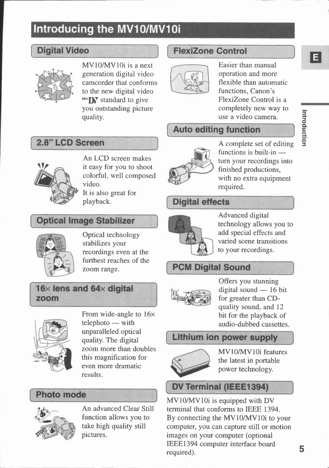 Canon MV10I, MV 10 manual 