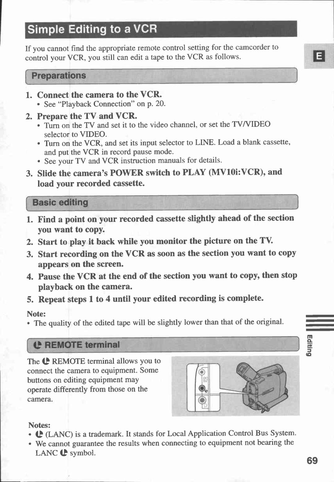 Canon MV10I, MV 10 manual 