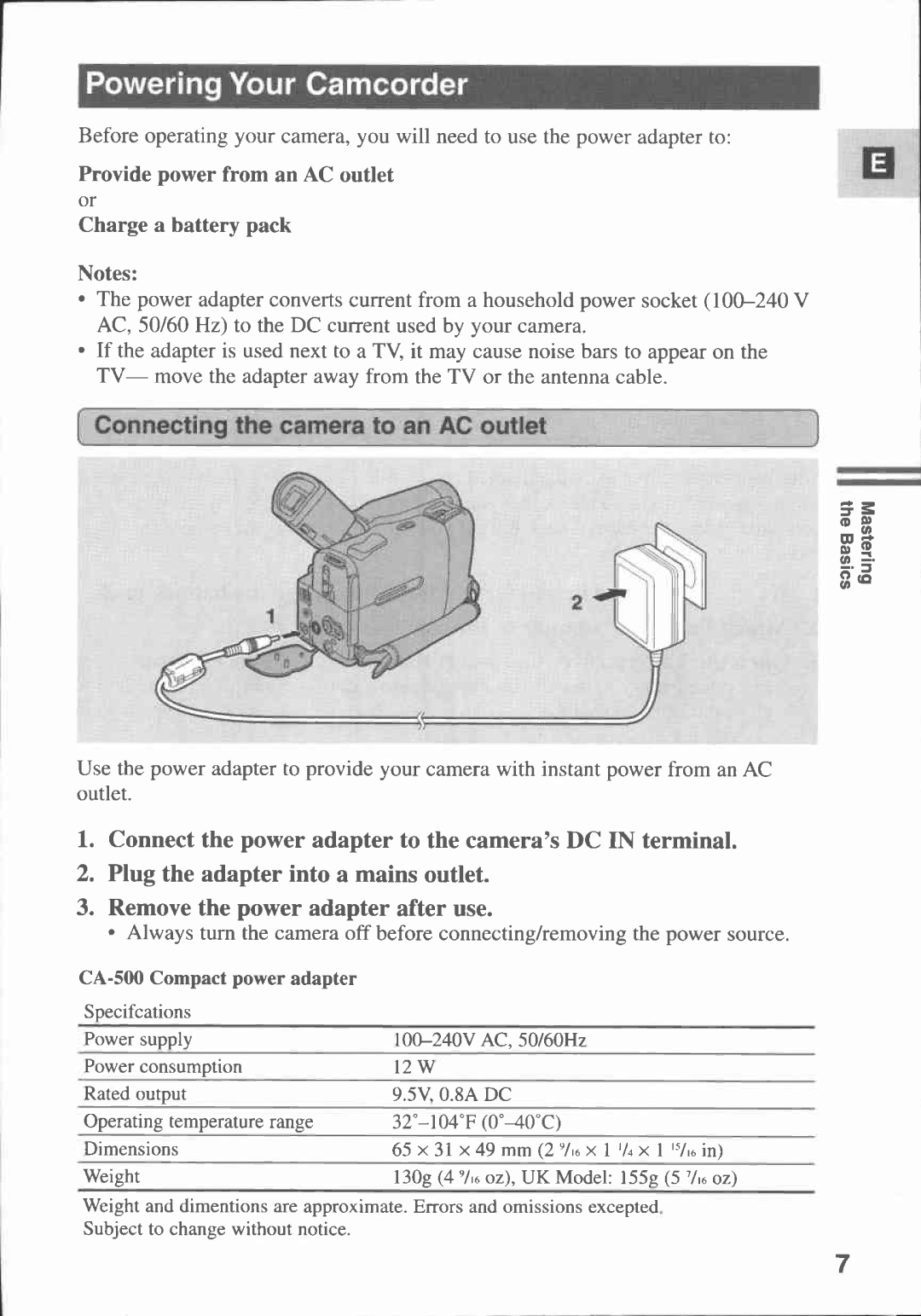 Canon MV10I, MV 10 manual 