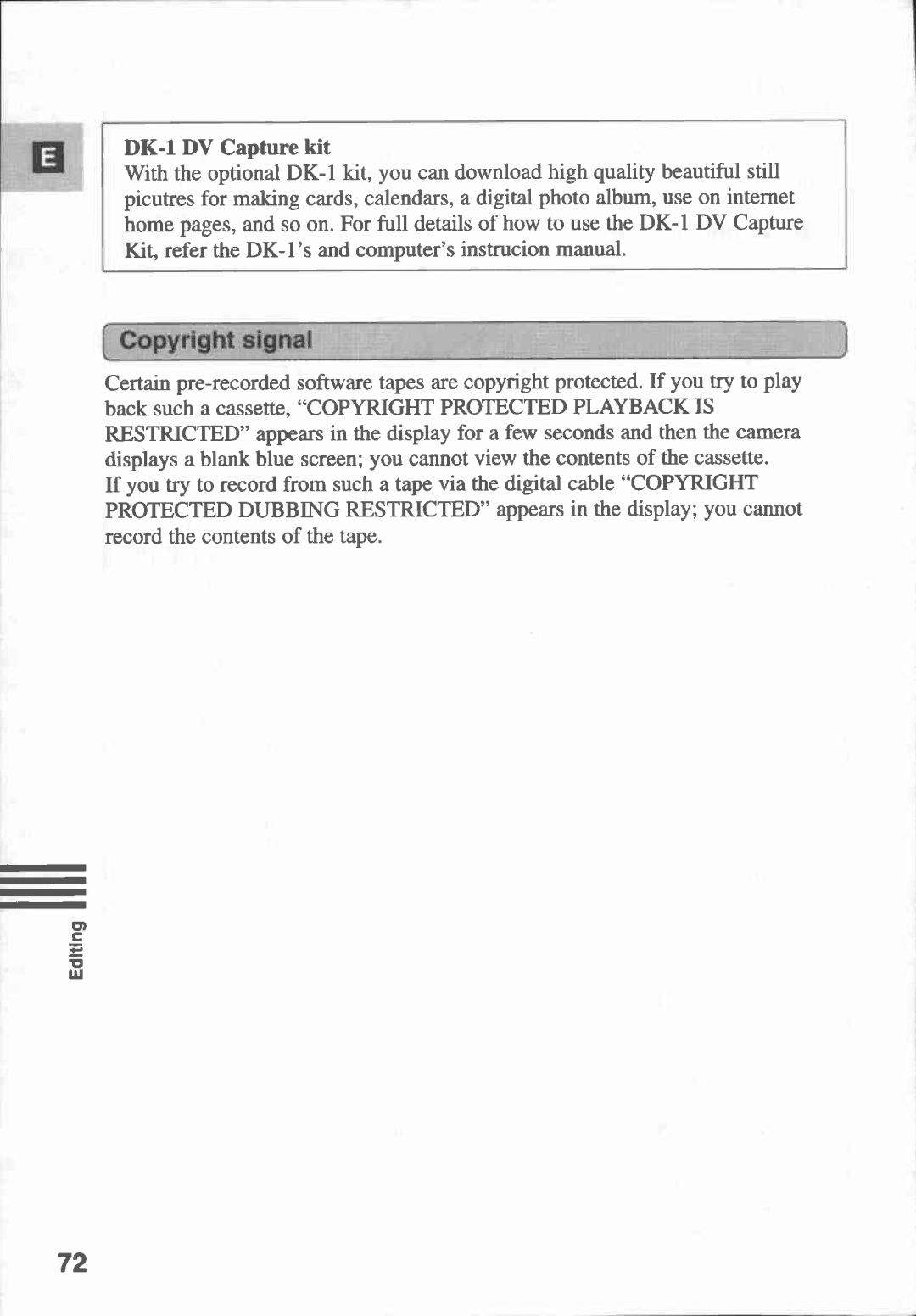 Canon MV 10, MV10I manual 