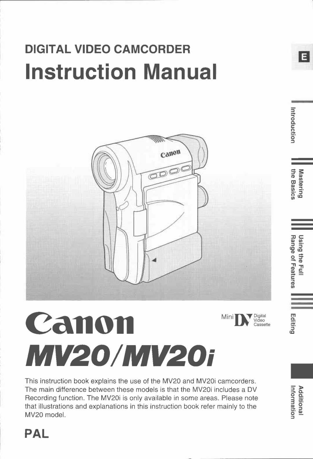 Canon MV20I, MV 20 manual 