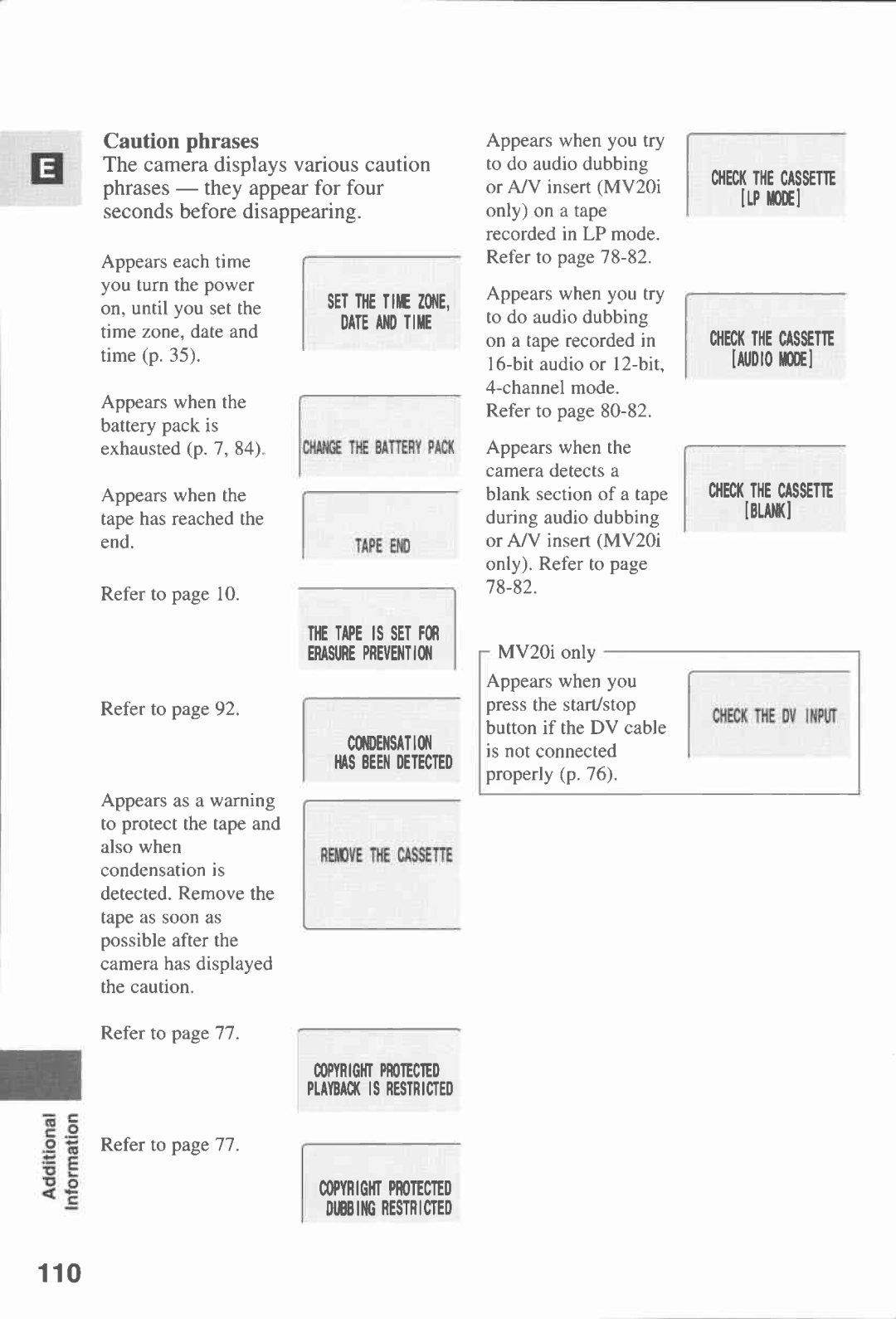 Canon MV 20, MV20I manual 