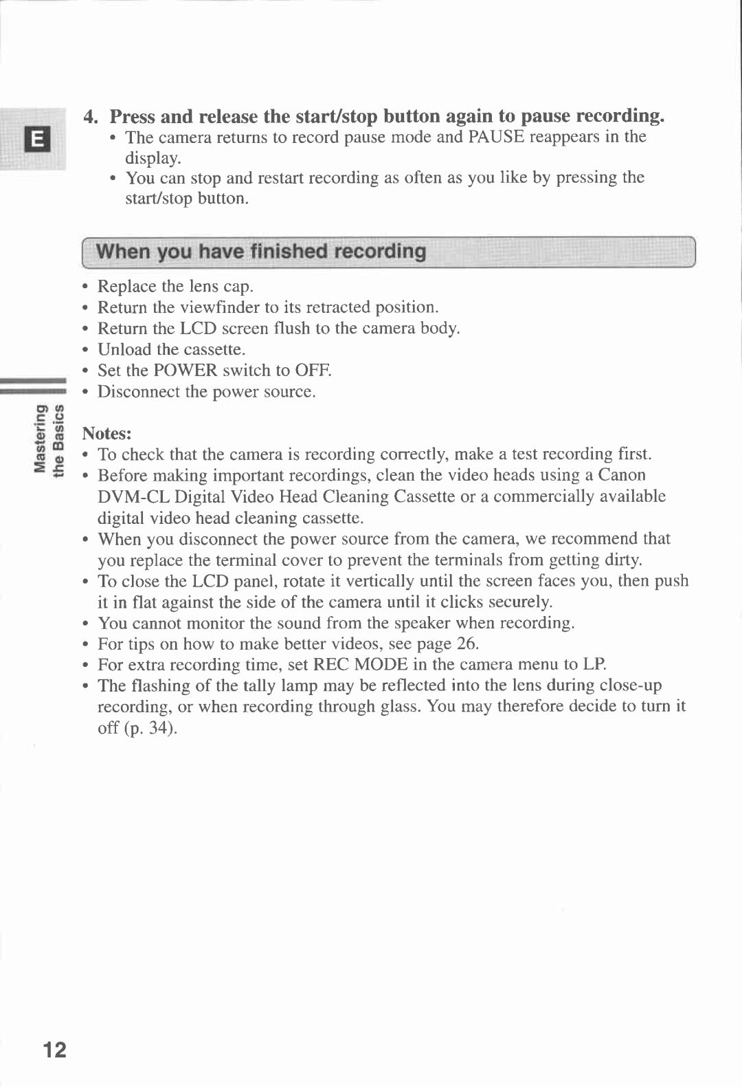 Canon MV 20, MV20I manual 