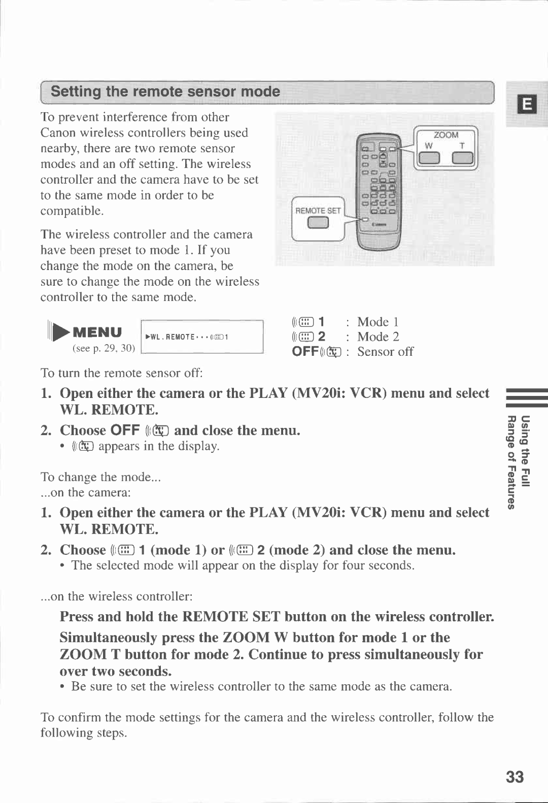 Canon MV20I, MV 20 manual 