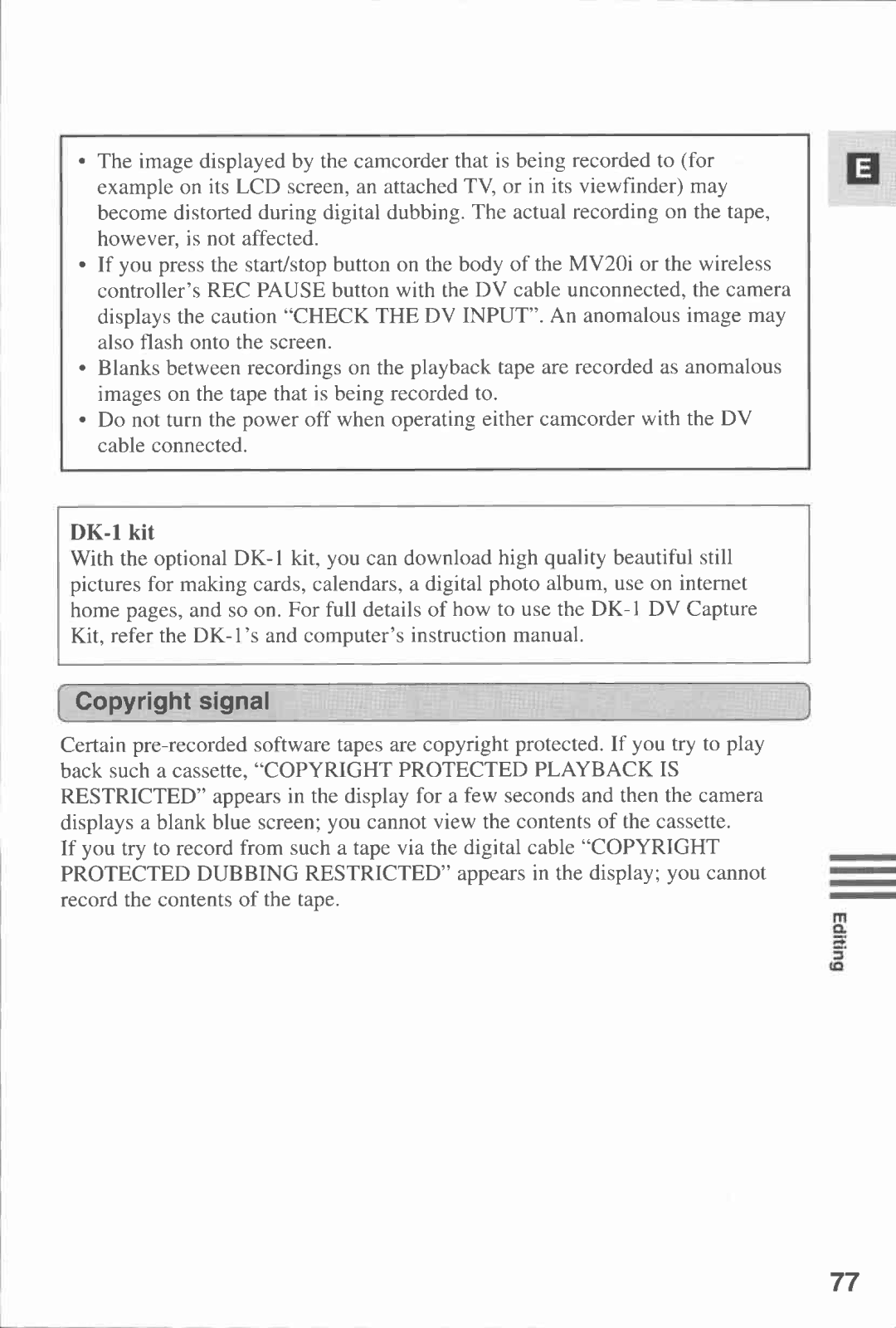 Canon MV20I, MV 20 manual 