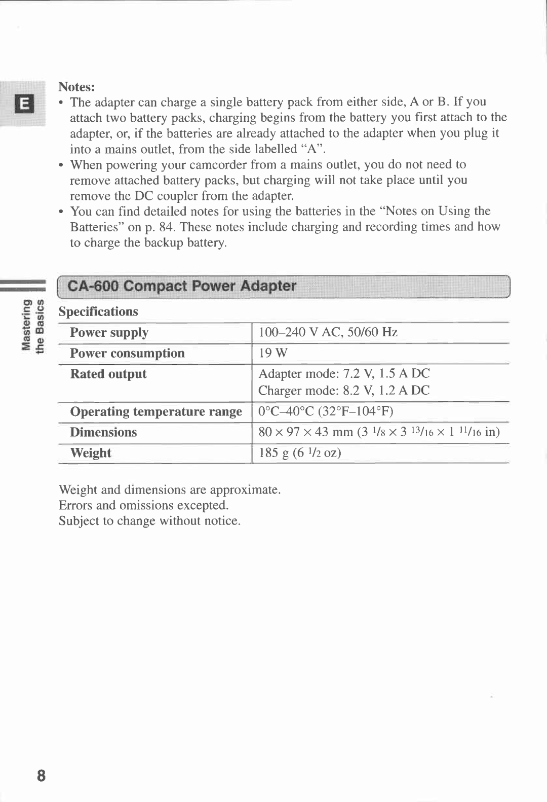 Canon MV 20, MV20I manual 