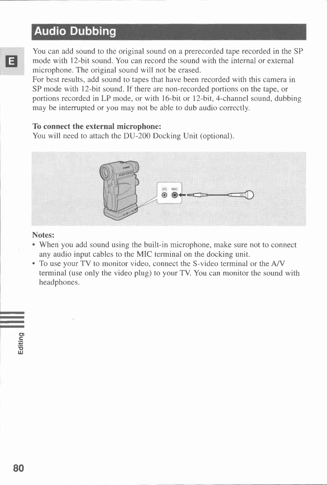 Canon MV 20, MV20I manual 