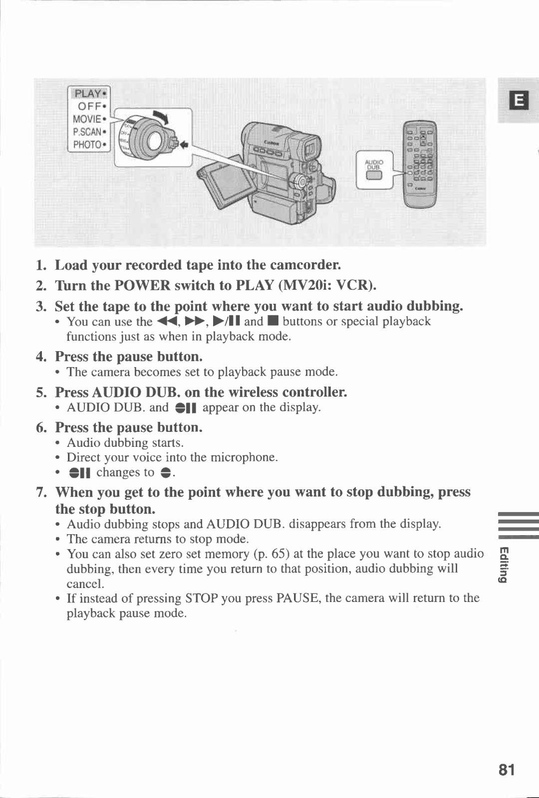 Canon MV20I, MV 20 manual 