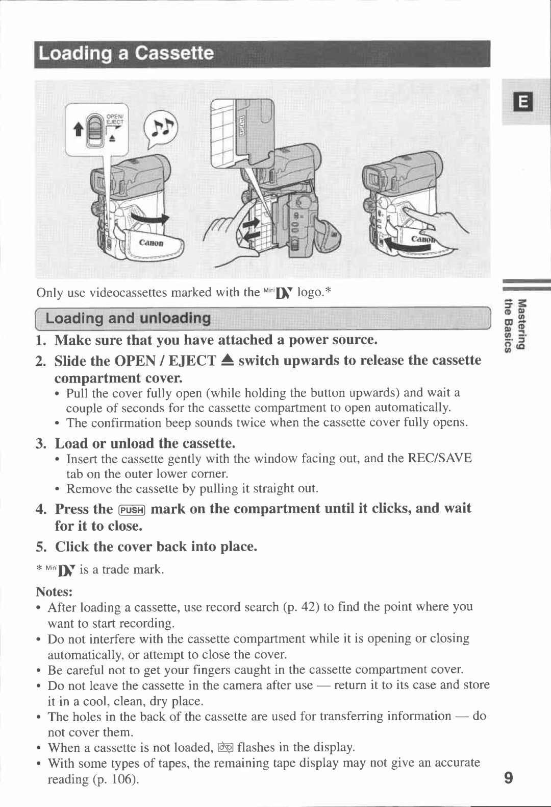 Canon MV20I, MV 20 manual 