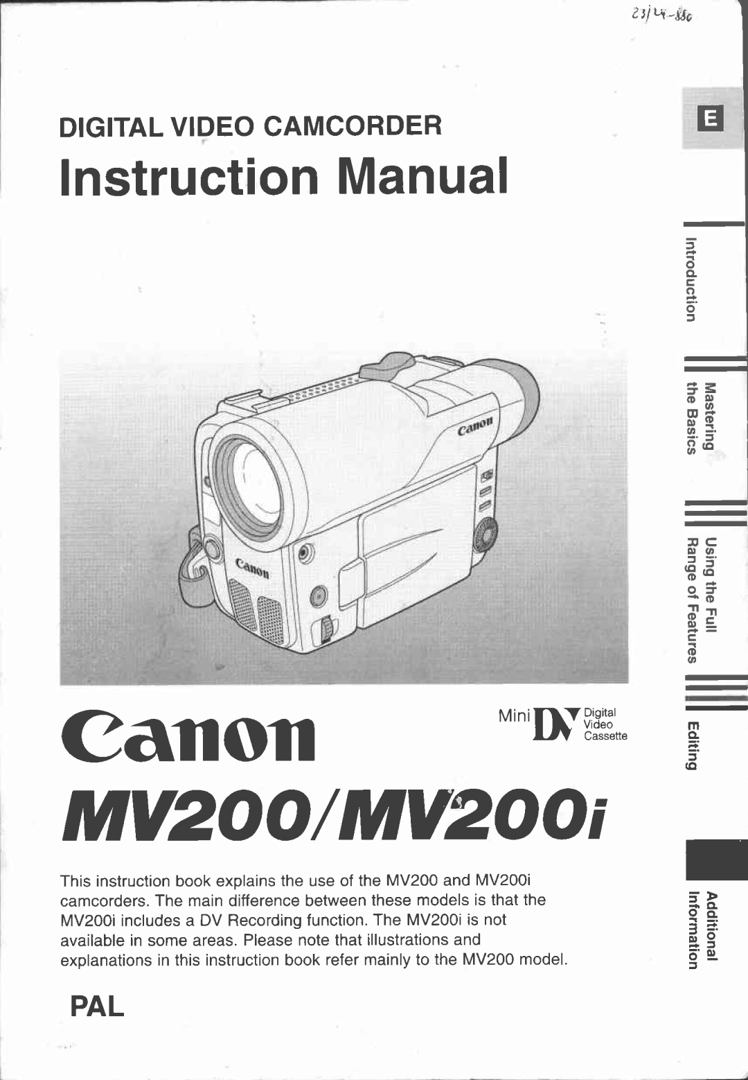 Canon MV 200 manual 