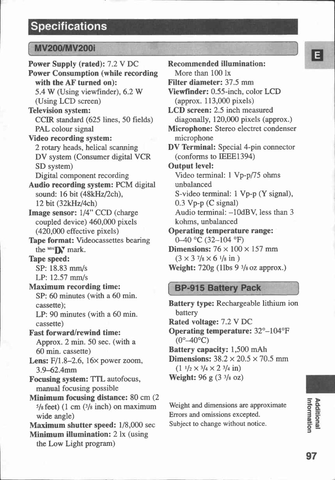 Canon MV 200 manual 