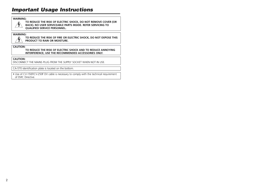 Canon MV 690 instruction manual Important Usage Instructions 