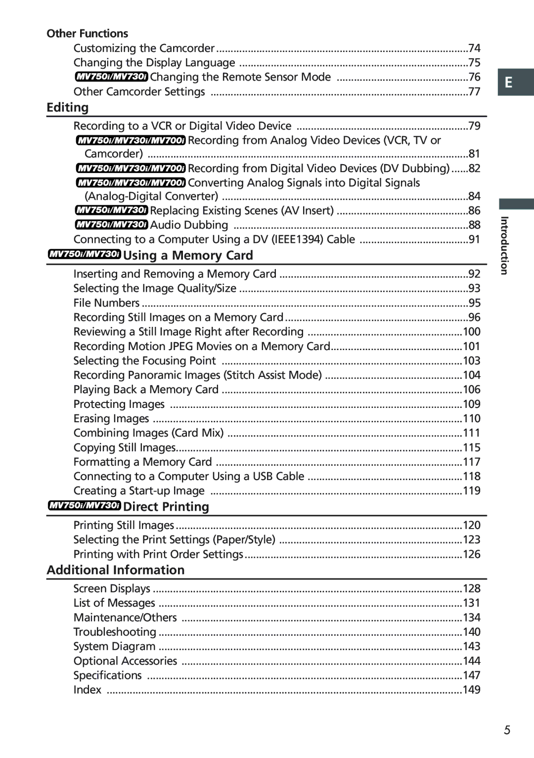 Canon MV 690 instruction manual Editing, Using a Memory Card, Direct Printing, Additional Information 