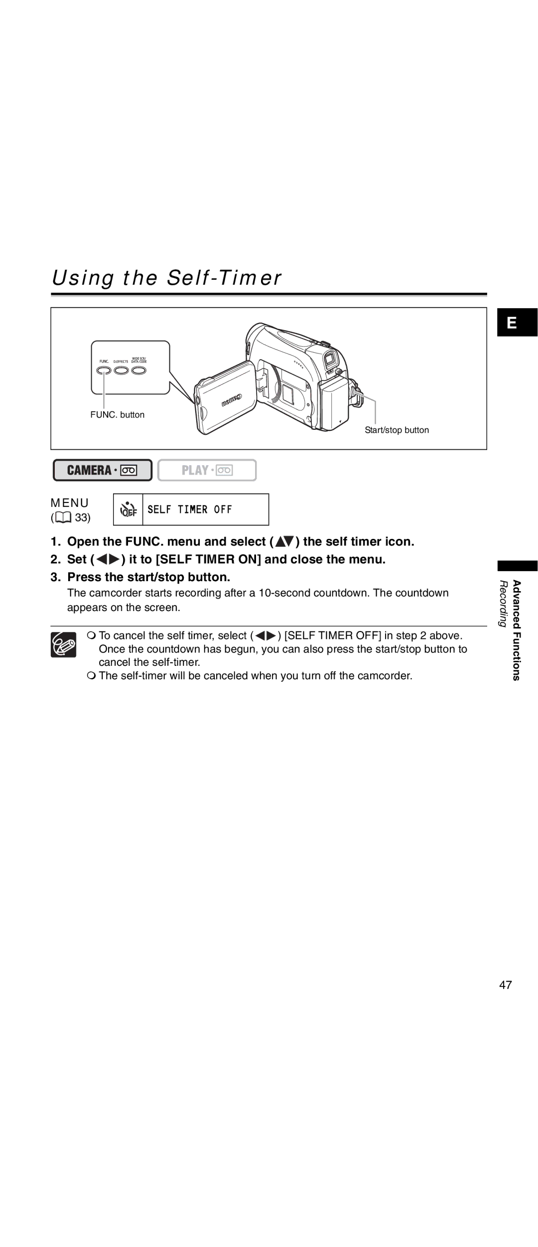 Canon MV 901 instruction manual Using the Self-Timer 