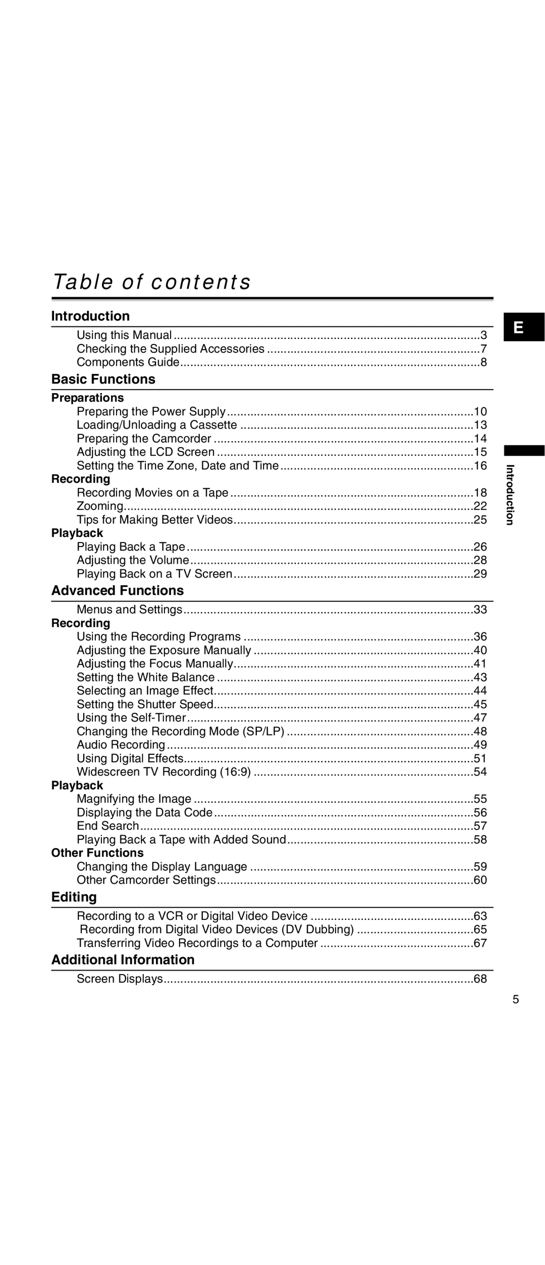 Canon MV 901 instruction manual Table of contents 