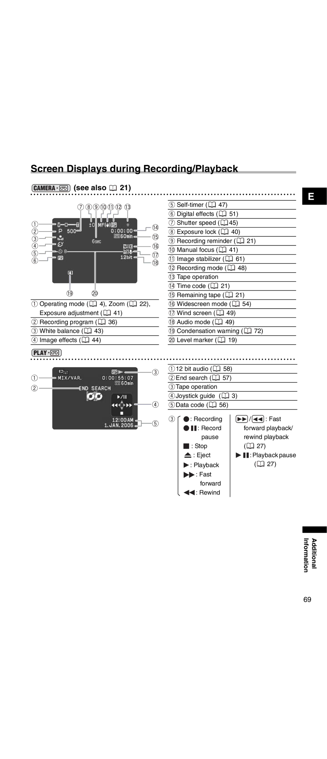 Canon MV 901 instruction manual Screen Displays during Recording/Playback, See also 