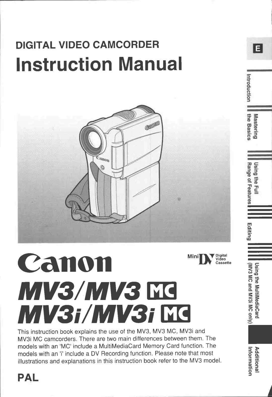 Canon MV 3 i, MV3, 3 MC manual 