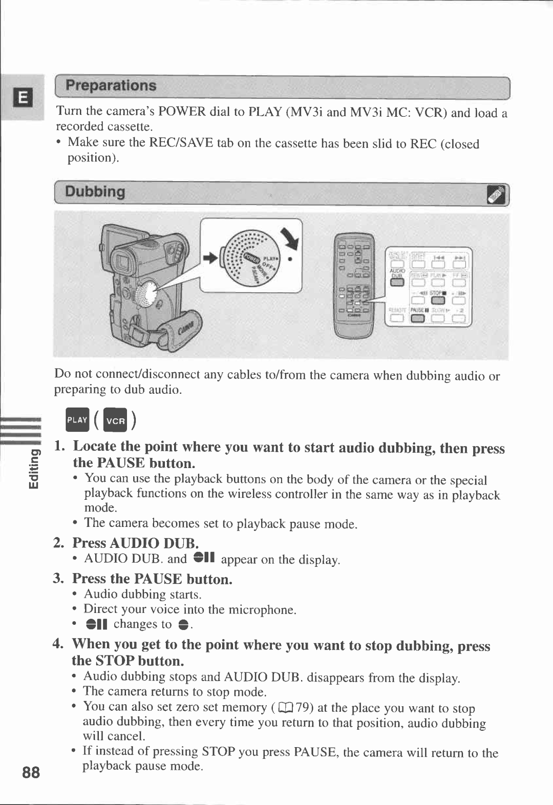 Canon MV 3 i, MV3, 3 MC manual 