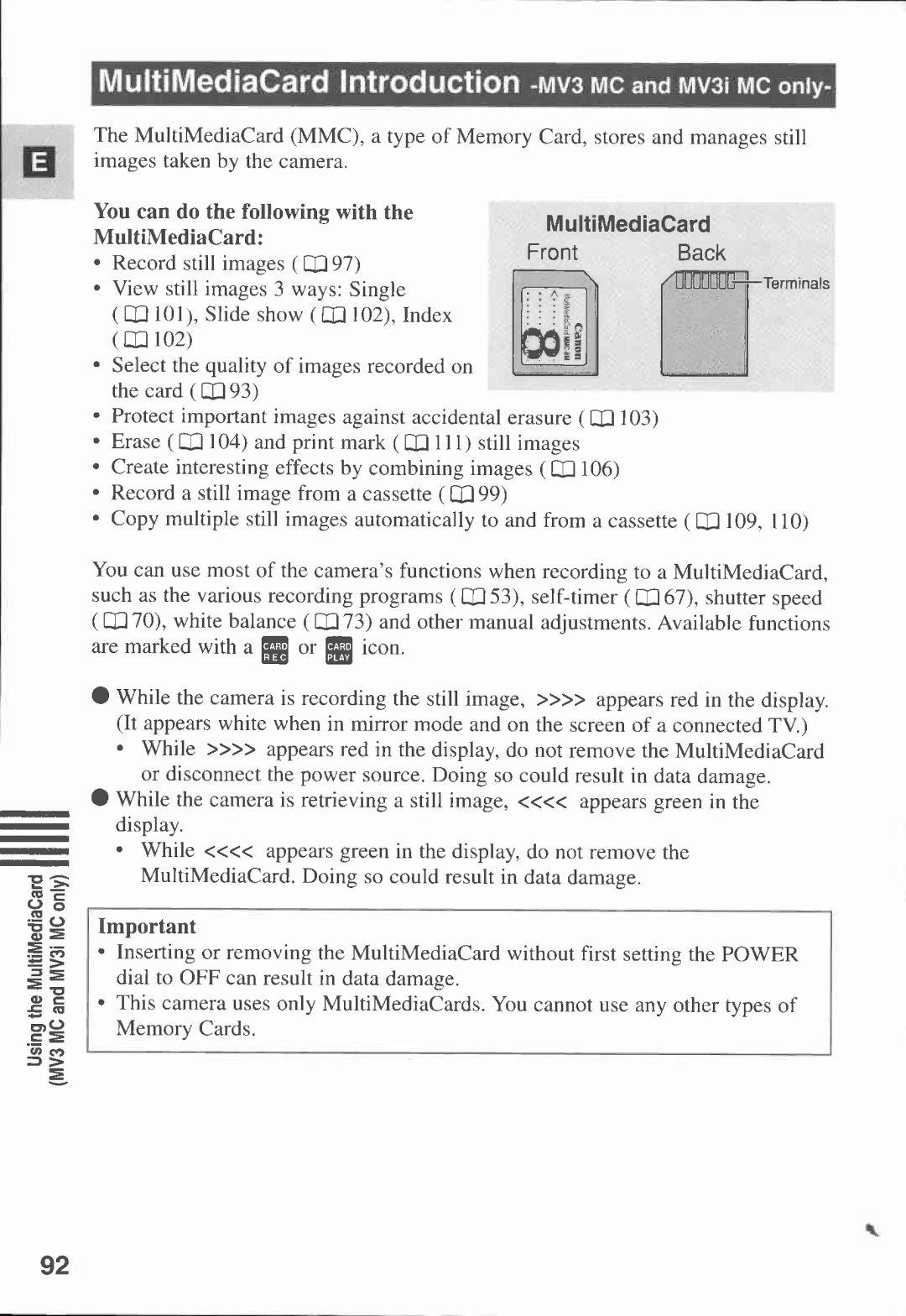 Canon 3 MC, MV3, MV 3 i manual 