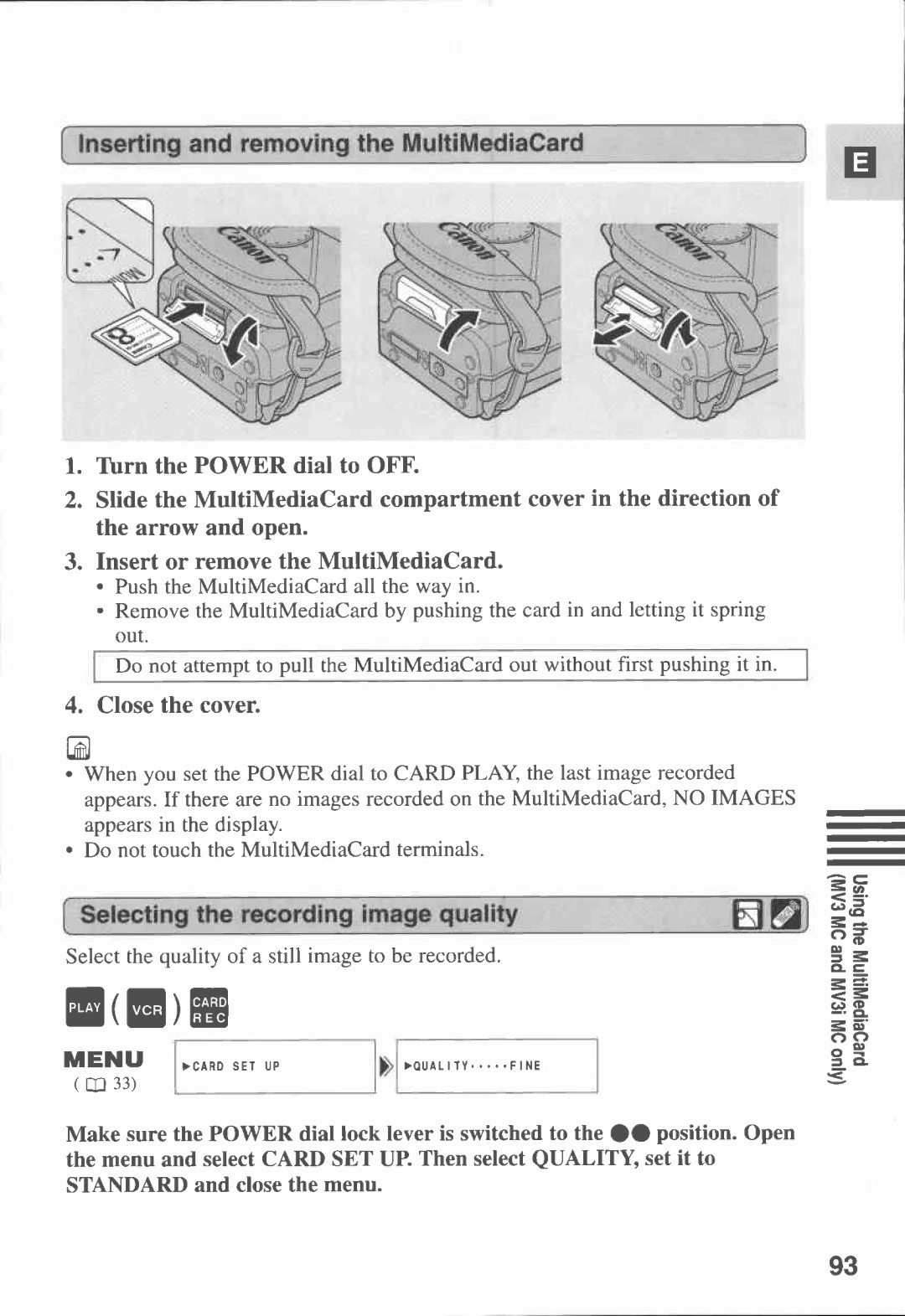 Canon MV3, MV 3 i, 3 MC manual 