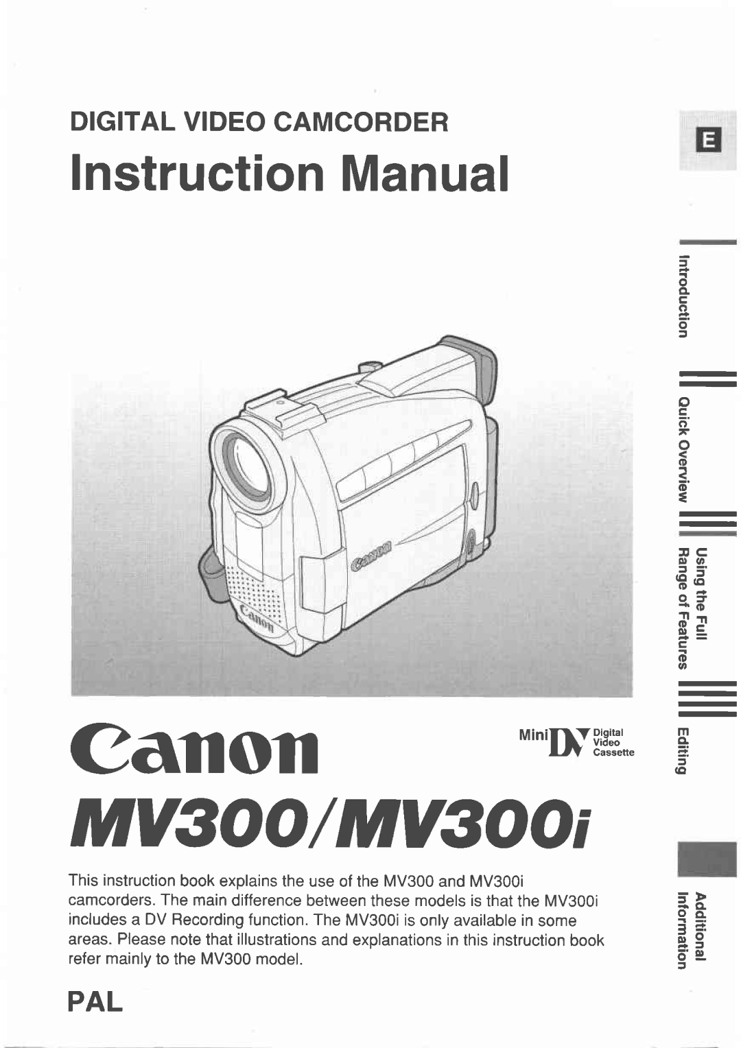 Canon MV300 manual 