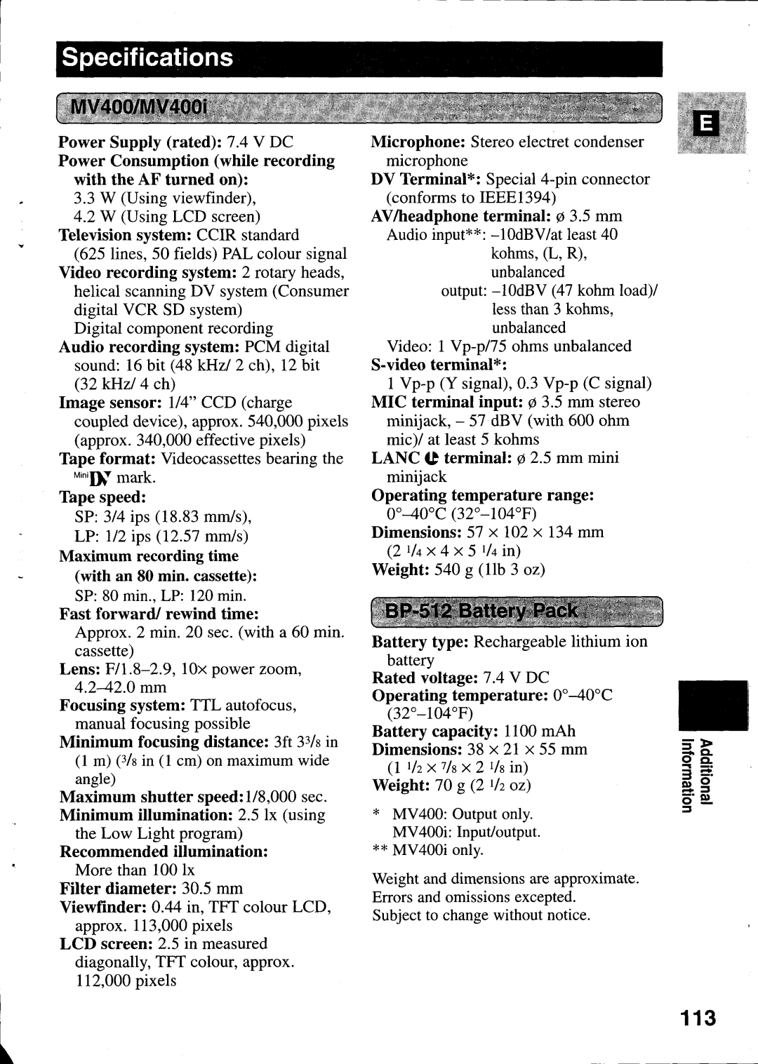 Canon MV400i manual 