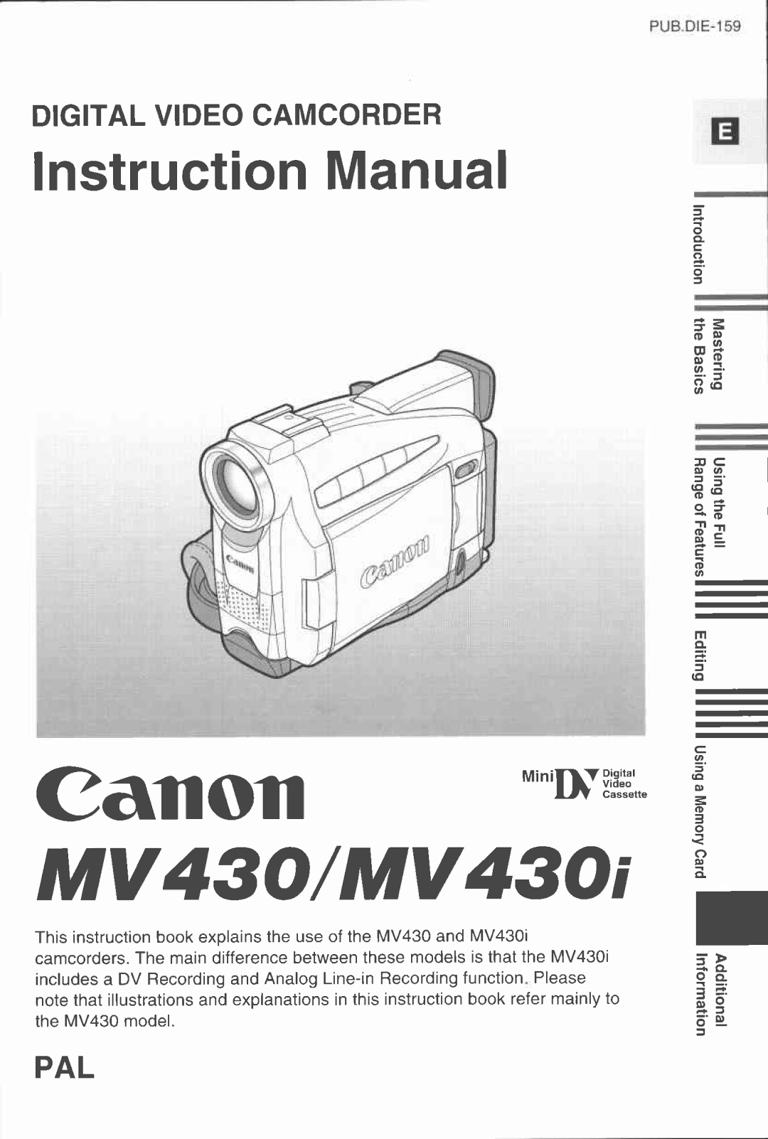 Canon MV430i manual 