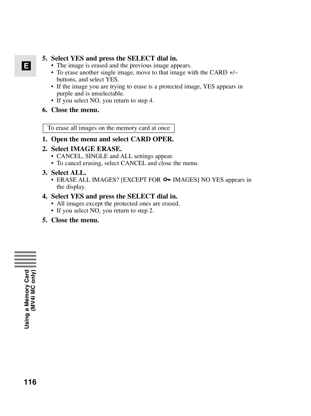 Canon MV4i MC instruction manual 116, Select ALL 