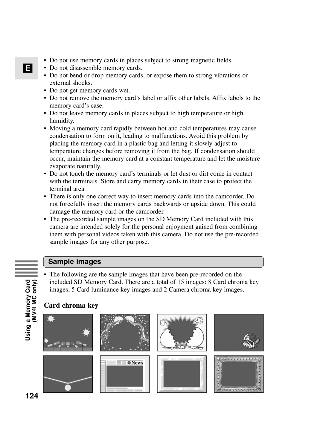 Canon MV4i MC instruction manual 124, Sample images, Card chroma key 