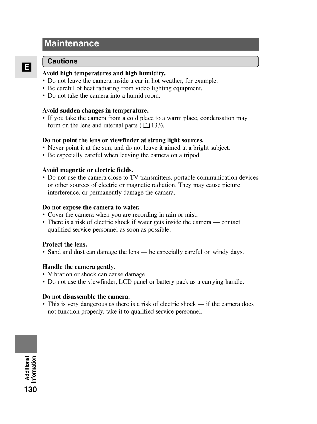 Canon MV4i MC instruction manual Maintenance, 130 