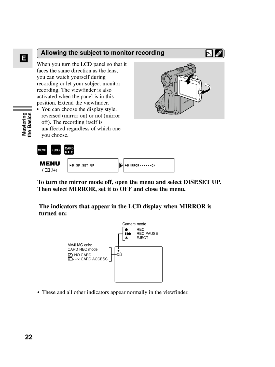 Canon MV4i MC instruction manual Allowing the subject to monitor recording 