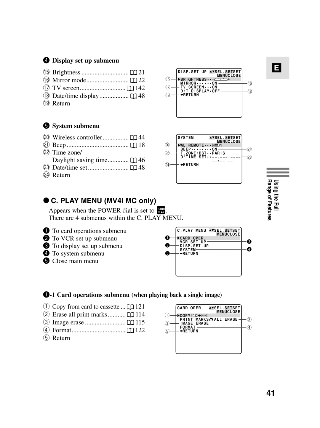 Canon instruction manual Play Menu MV4i MC only 