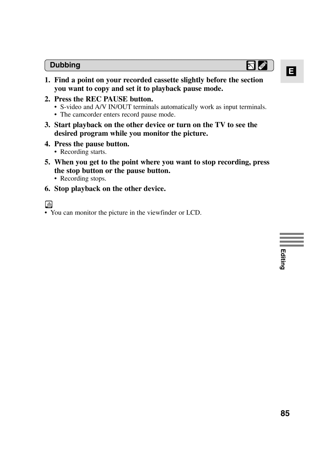 Canon MV4i MC instruction manual You can monitor the picture in the viewfinder or LCD 