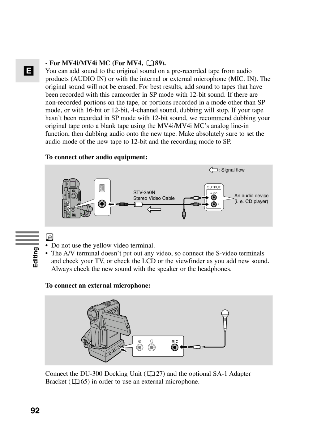 Canon instruction manual For MV4i/MV4i MC For MV4, To connect other audio equipment 