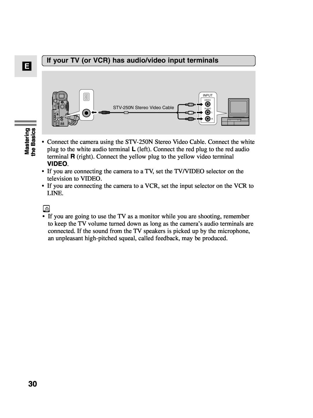 Canon MV4i MC instruction manual If your TV or VCR has audio/video input terminals, Video 