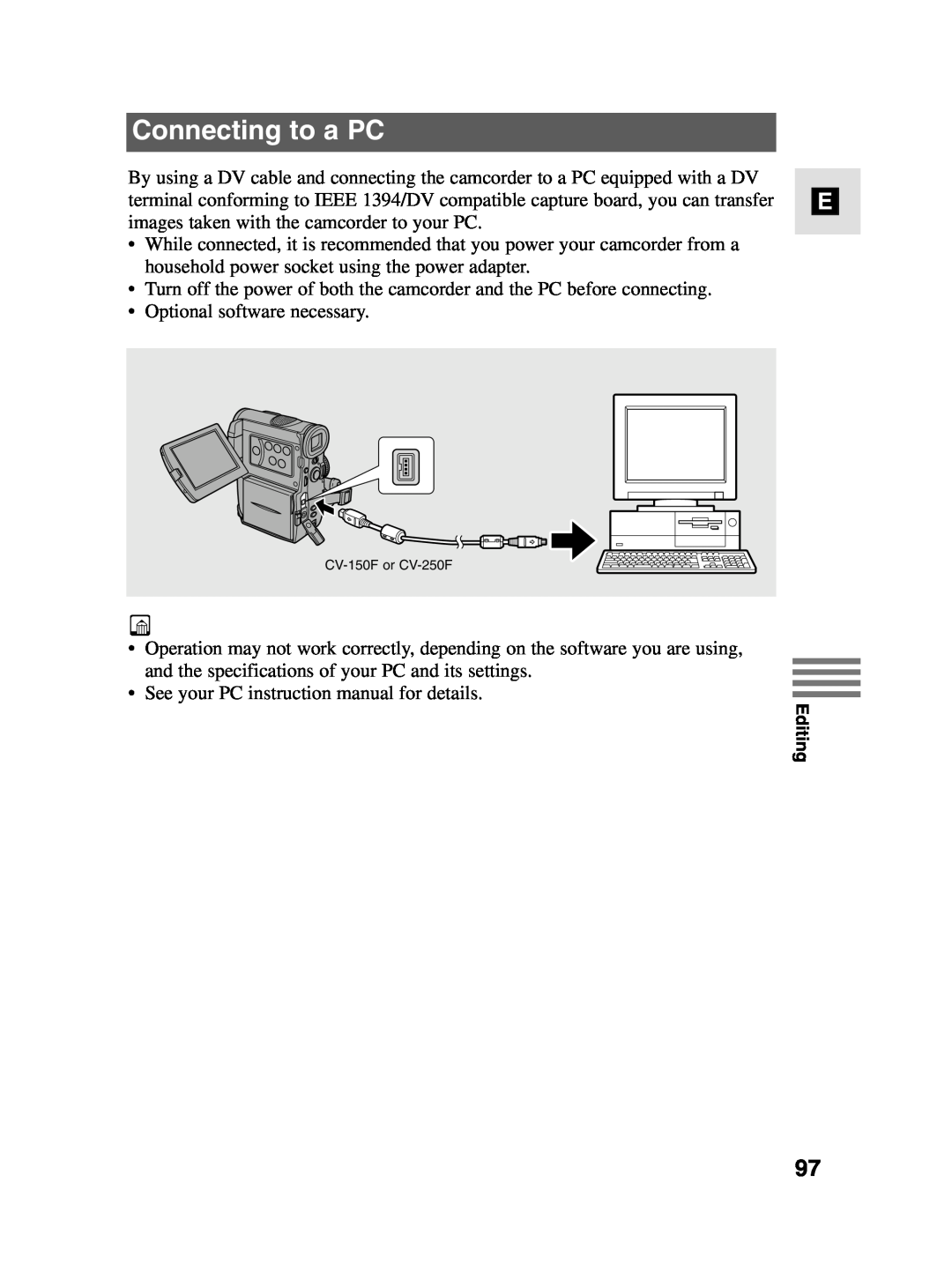 Canon MV4i MC instruction manual Connecting to a PC 