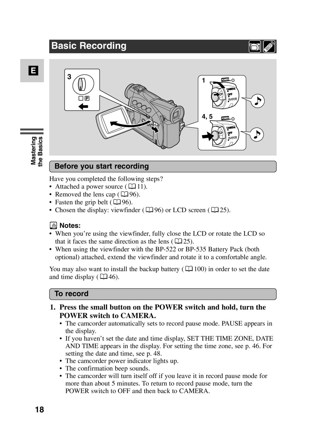 Canon MV500i instruction manual Basic Recording, Before you start recording, To record 