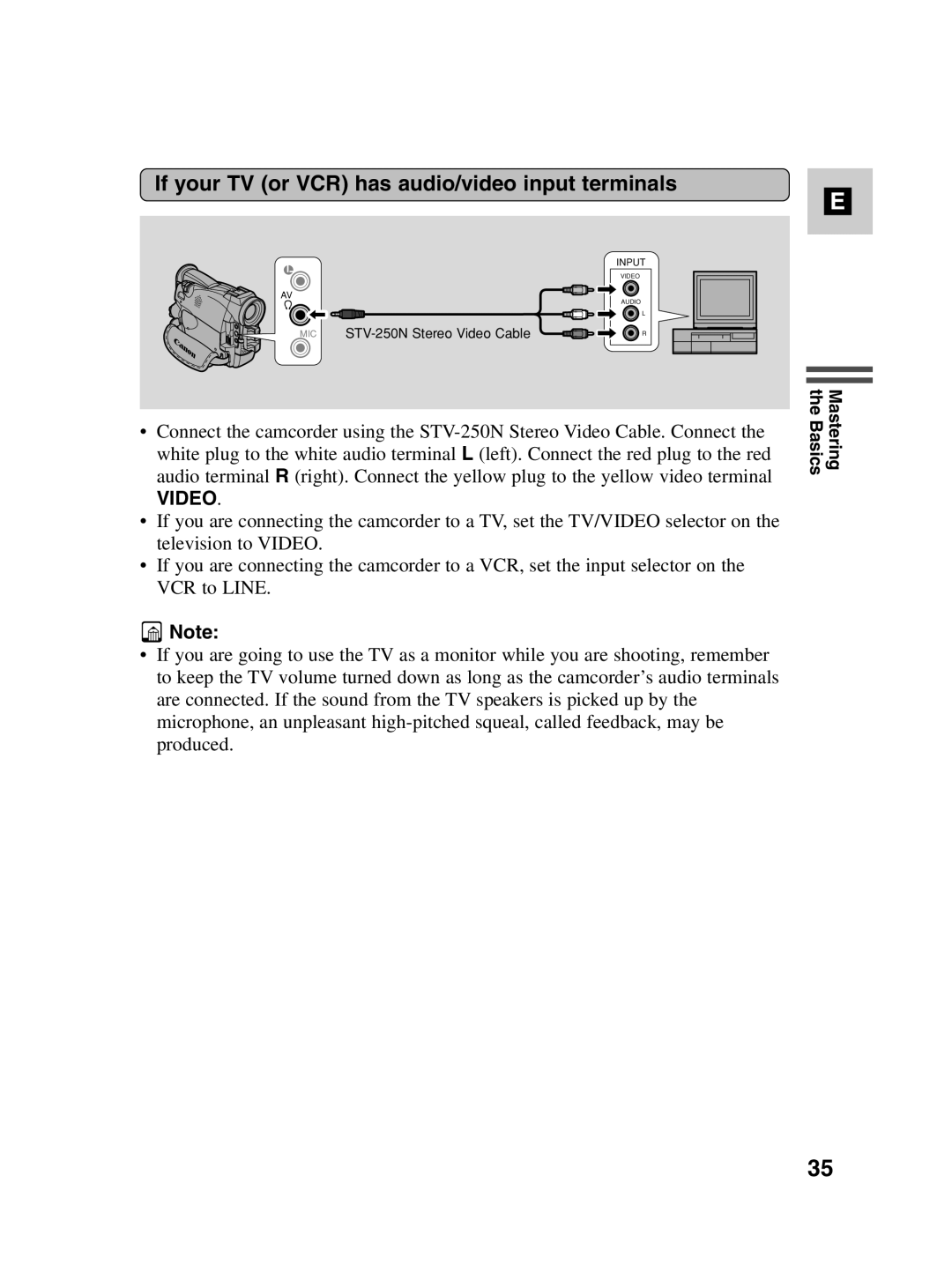 Canon MV500i instruction manual If your TV or VCR has audio/video input terminals, Video 