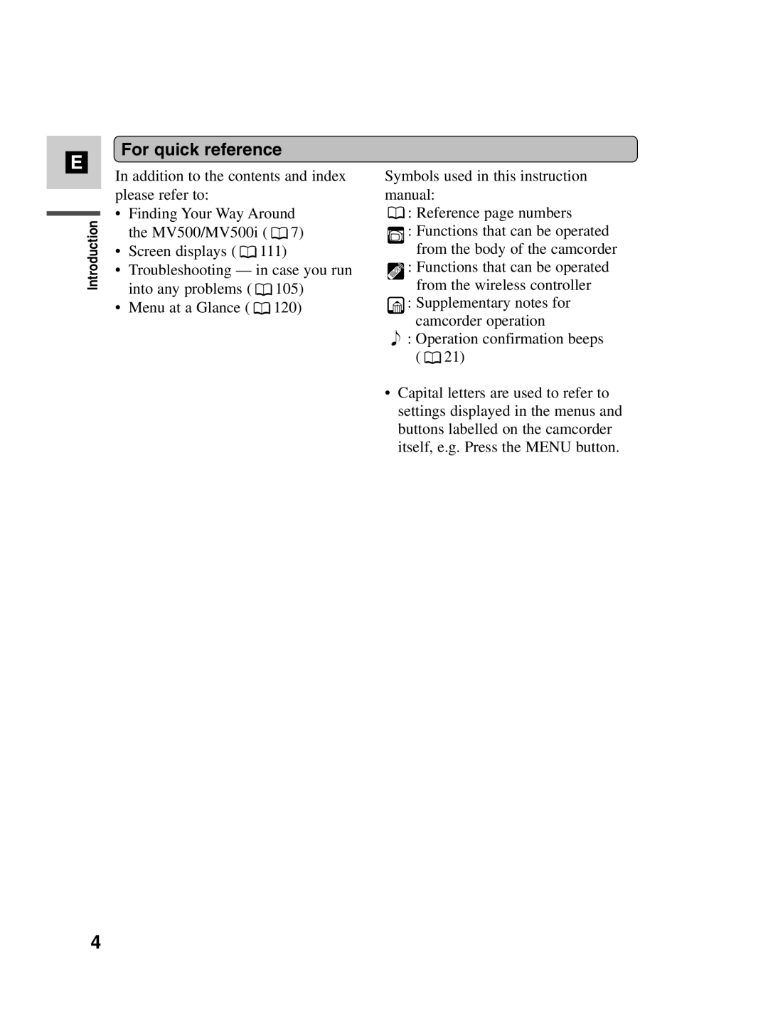 Canon MV500i instruction manual For quick reference 