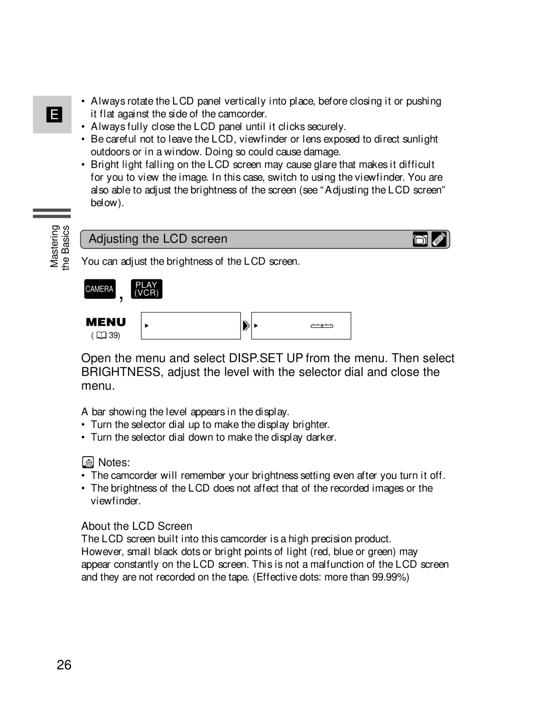 Canon MV500i instruction manual Adjusting the LCD screen, About the LCD Screen 