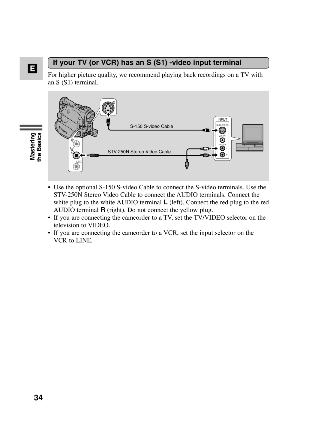 Canon MV500i instruction manual If your TV or VCR has an S S1 -video input terminal 