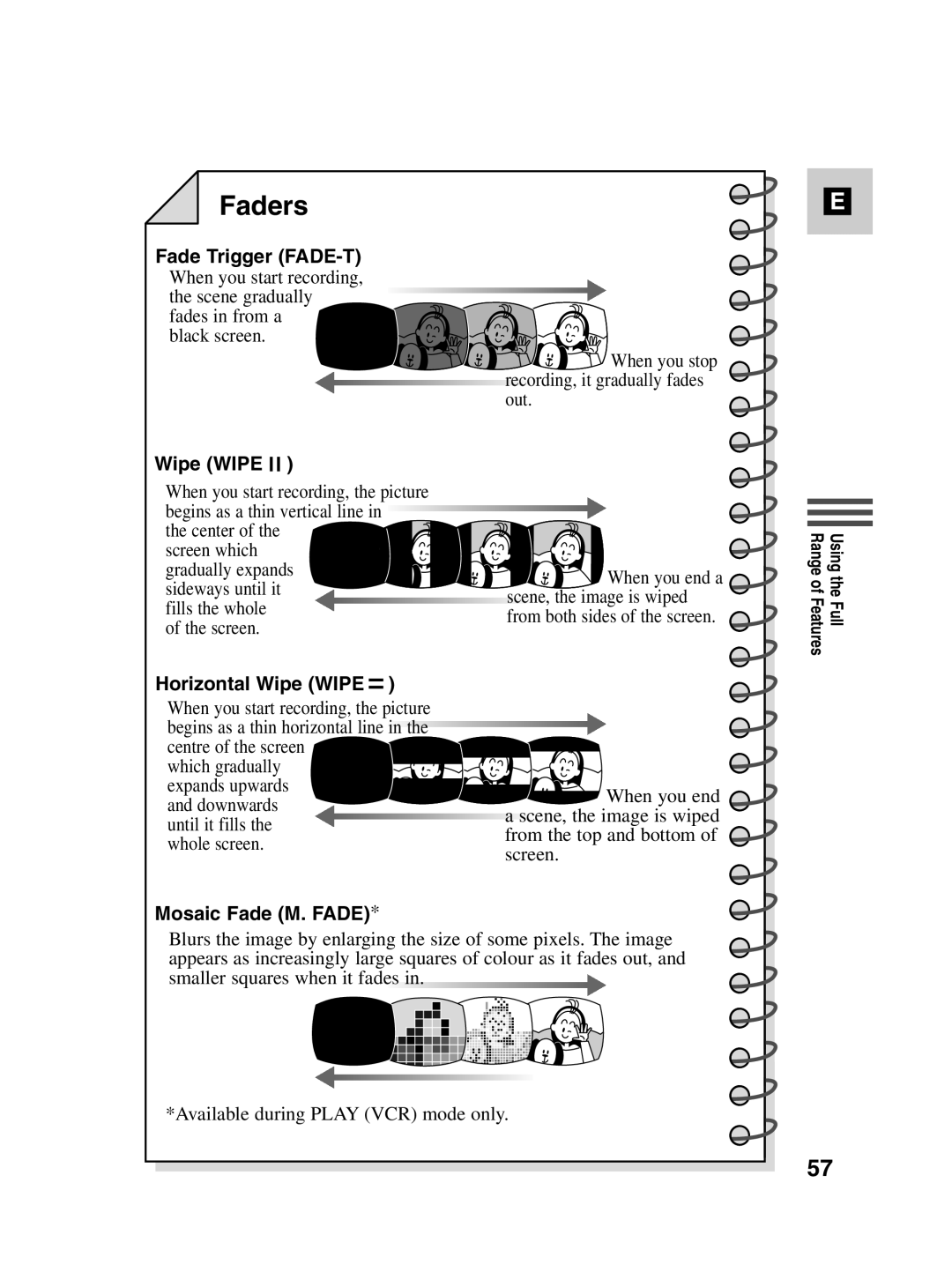 Canon MV500i instruction manual Faders 